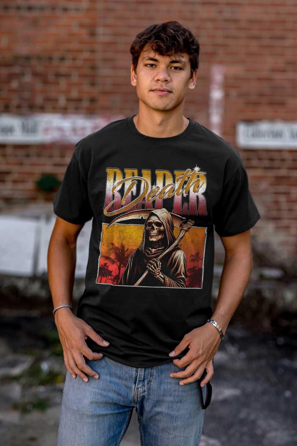 imageBrisco Brands Halloween Monster Reaper of Death Graphic T Shirt Men or WomenBlack