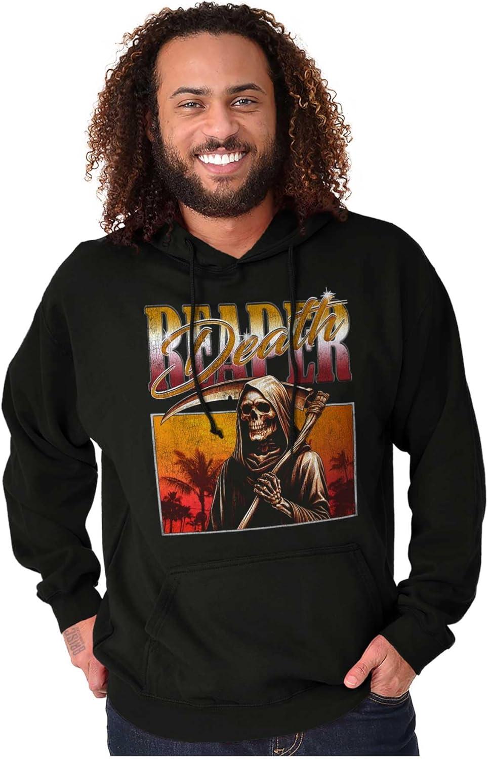 imageBrisco Brands Halloween Monster Reaper of Death Hoodie Sweatshirt Women MenBlack