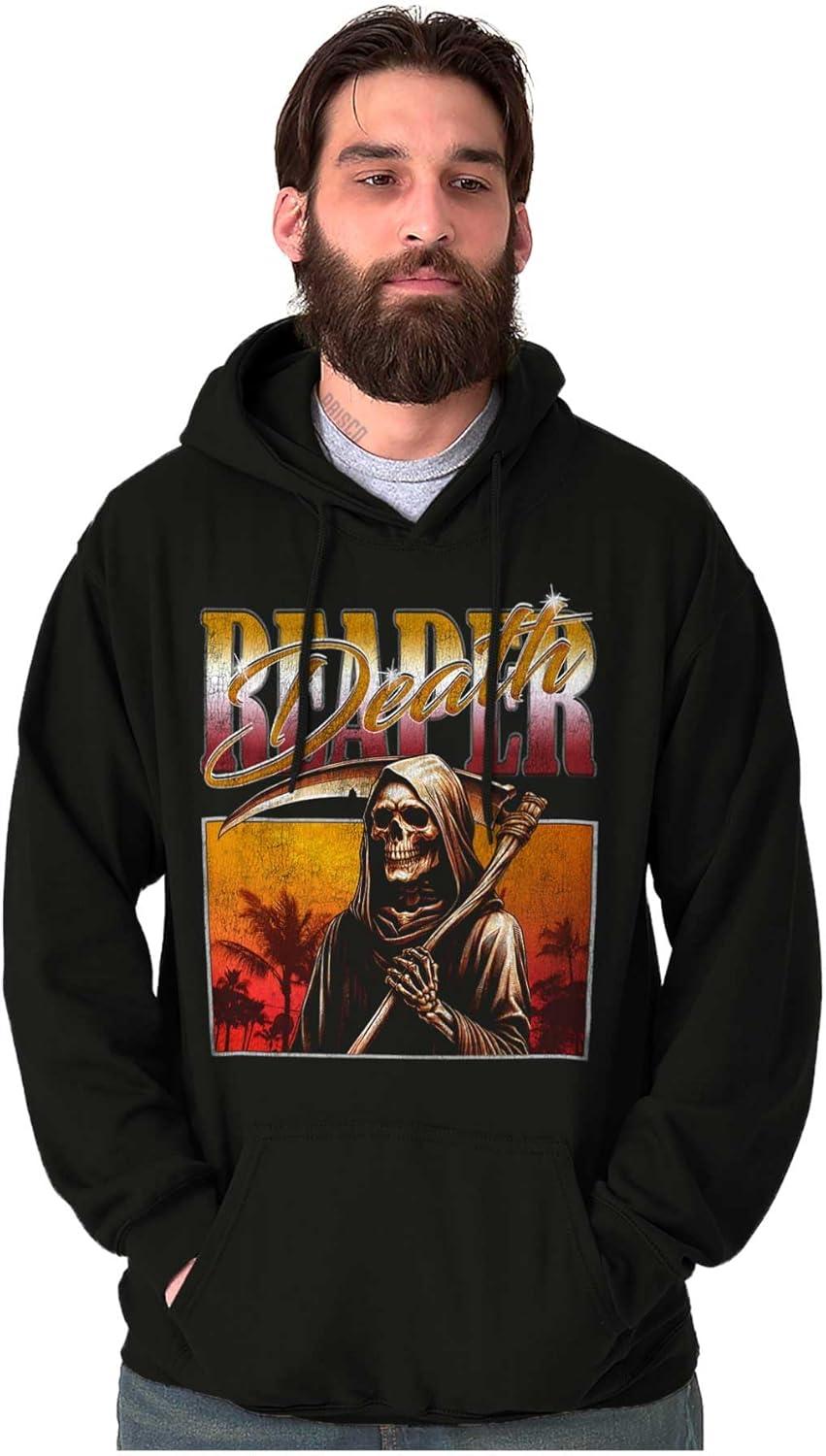 imageBrisco Brands Halloween Monster Reaper of Death Hoodie Sweatshirt Women MenBlack