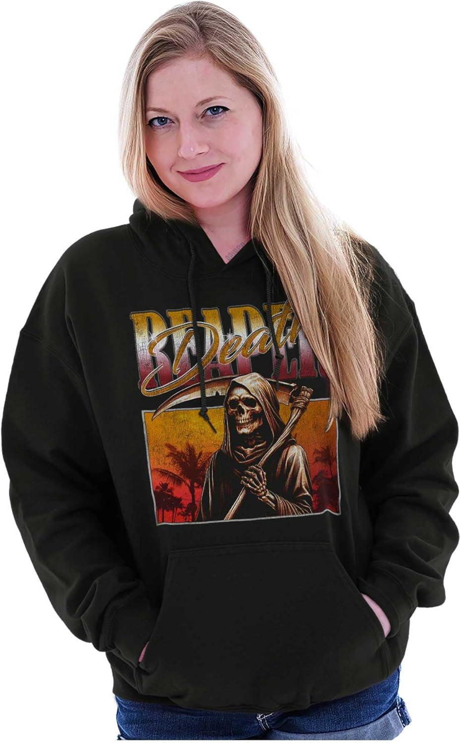 imageBrisco Brands Halloween Monster Reaper of Death Hoodie Sweatshirt Women MenBlack