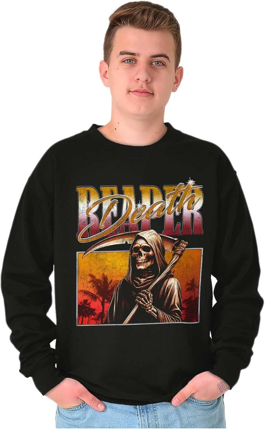 imageBrisco Brands Halloween Monster Reaper of Death Sweatshirt for Men or WomenBlack