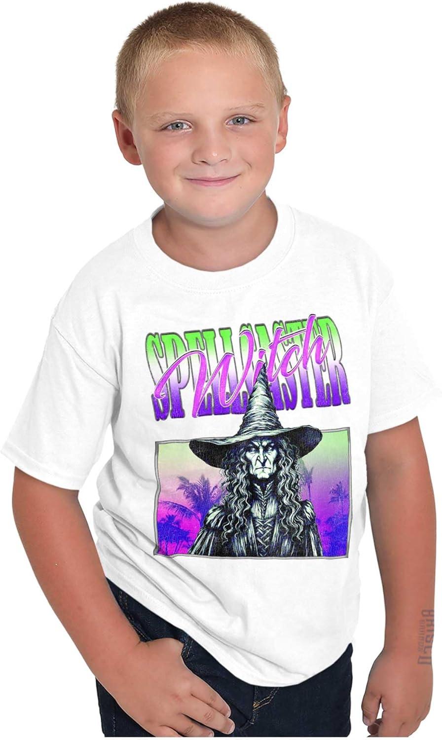 imageBrisco Brands Halloween Monster Spell Caster Witch Crewneck T Shirts Boy GirlWhite