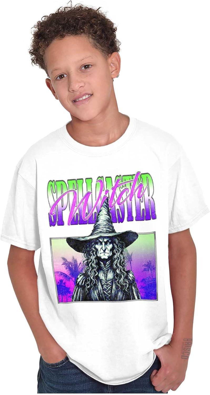 imageBrisco Brands Halloween Monster Spell Caster Witch Crewneck T Shirts Boy GirlWhite