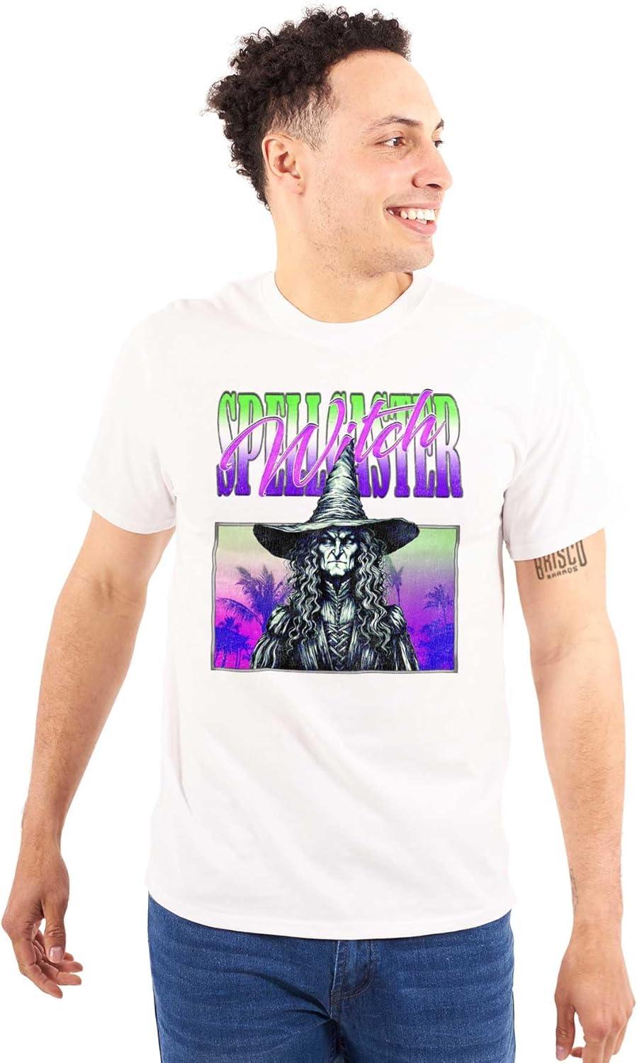 imageBrisco Brands Halloween Monster Spell Caster Witch Graphic T Shirt Men or WomenWhite