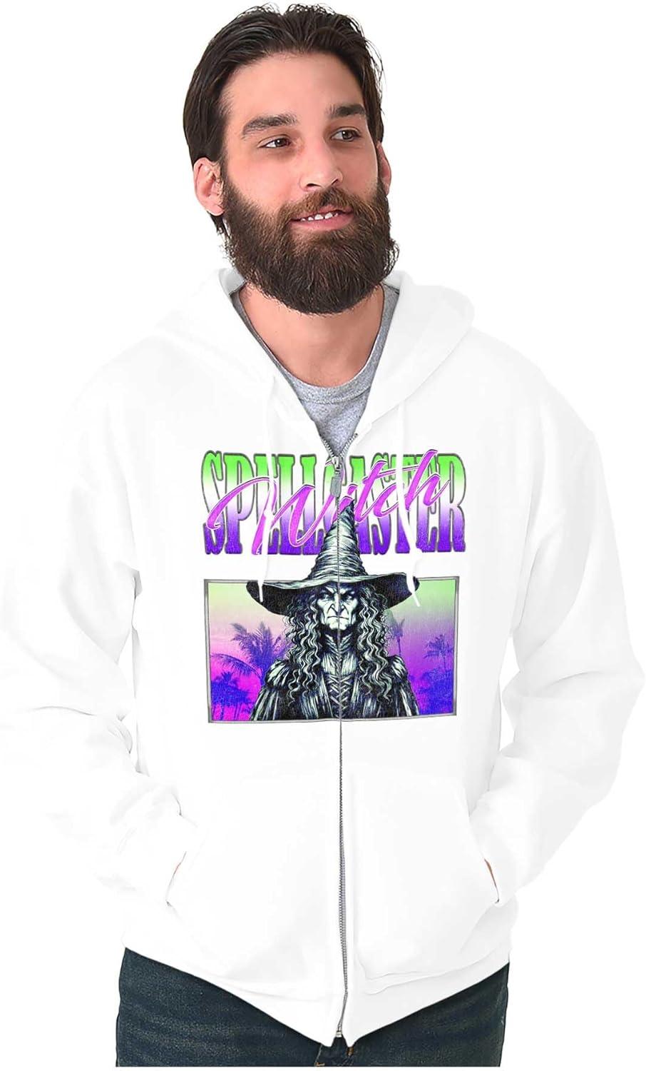 imageBrisco Brands Halloween Monster Spell Caster Witch Zip Up Hoodie Mens WomensWhite
