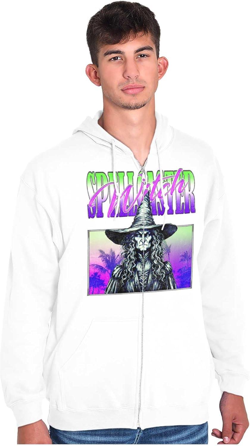 imageBrisco Brands Halloween Monster Spell Caster Witch Zip Up Hoodie Mens WomensWhite