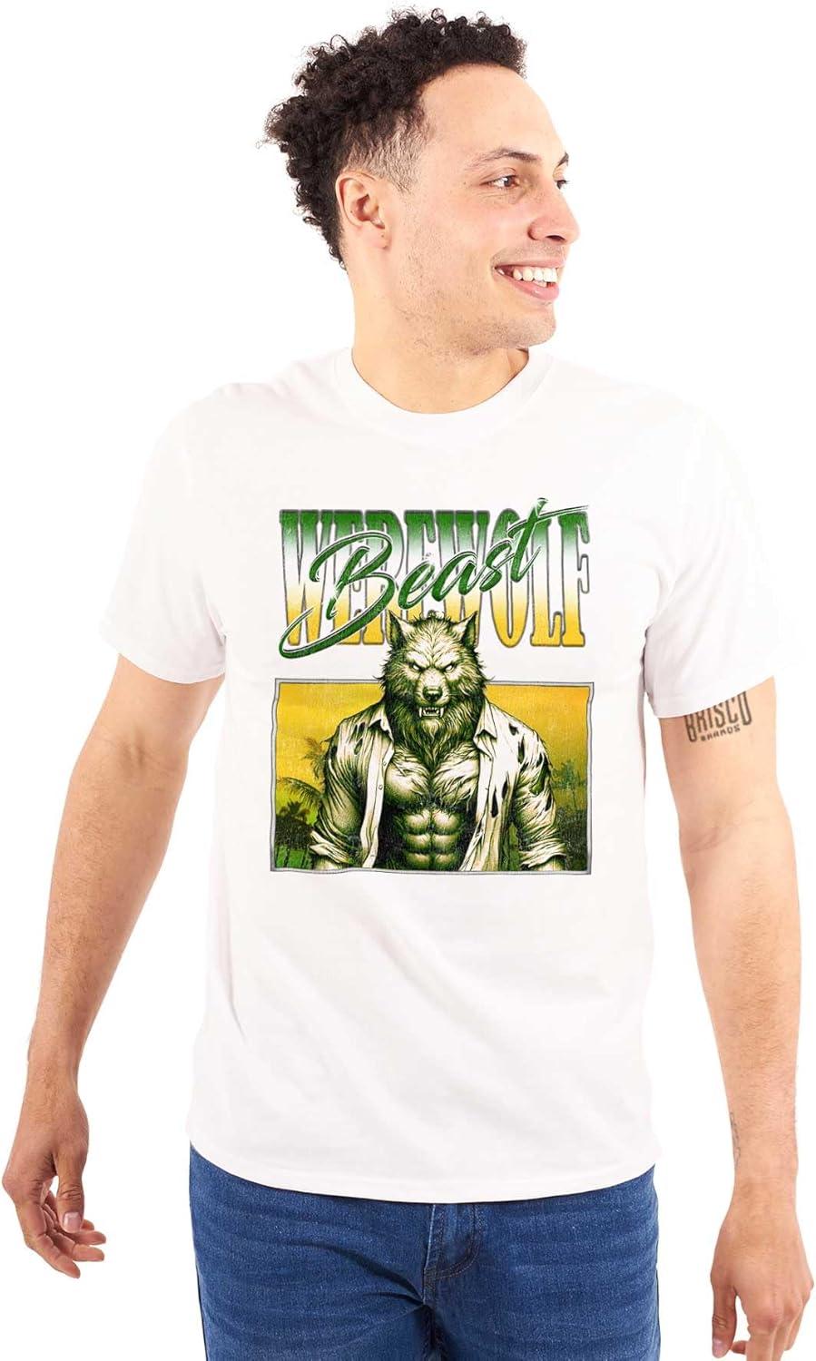 imageBrisco Brands Halloween Monster Werewolf Beast Graphic T Shirt Men or WomenWhite