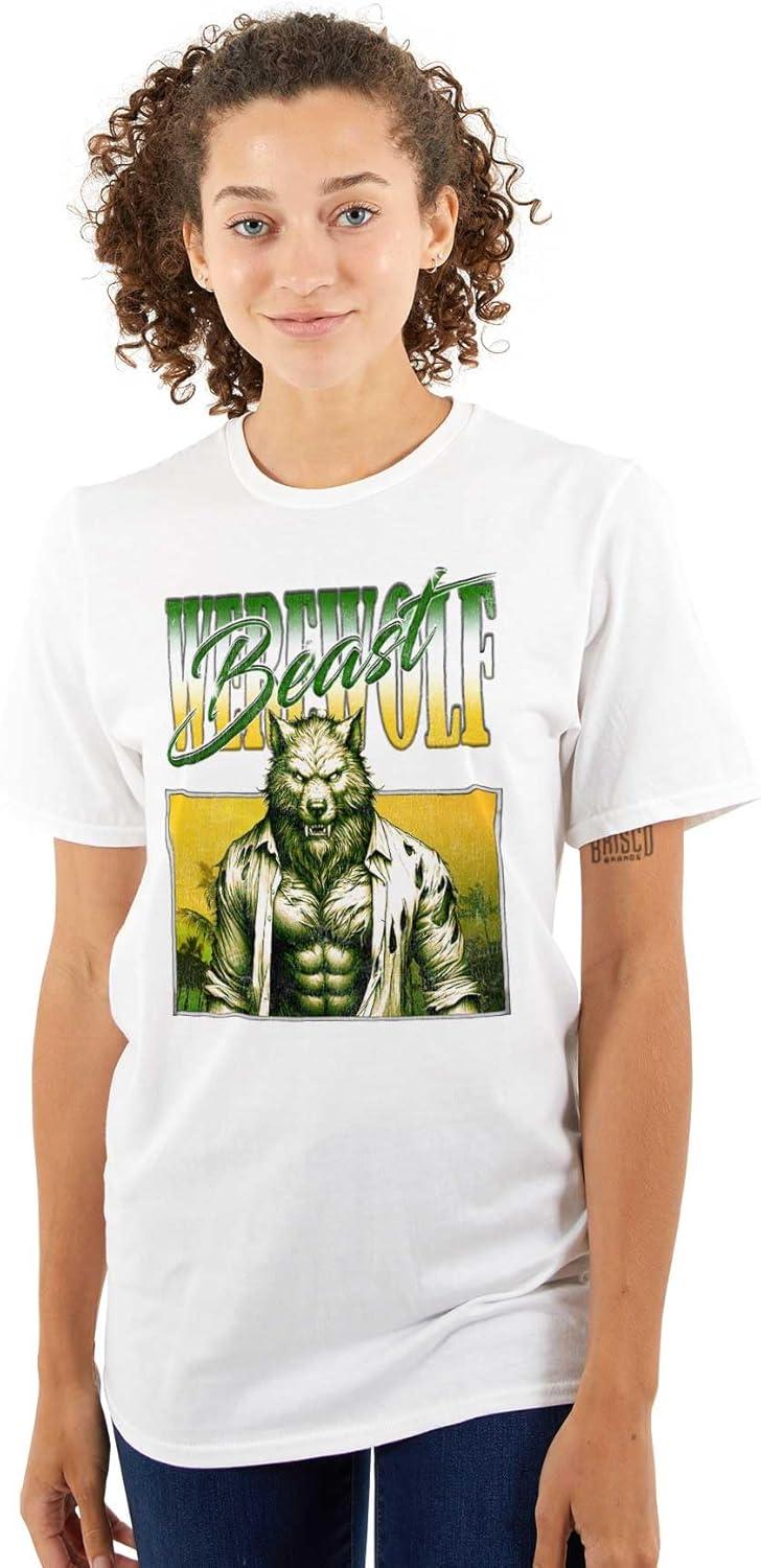 imageBrisco Brands Halloween Monster Werewolf Beast Graphic T Shirt Men or WomenWhite