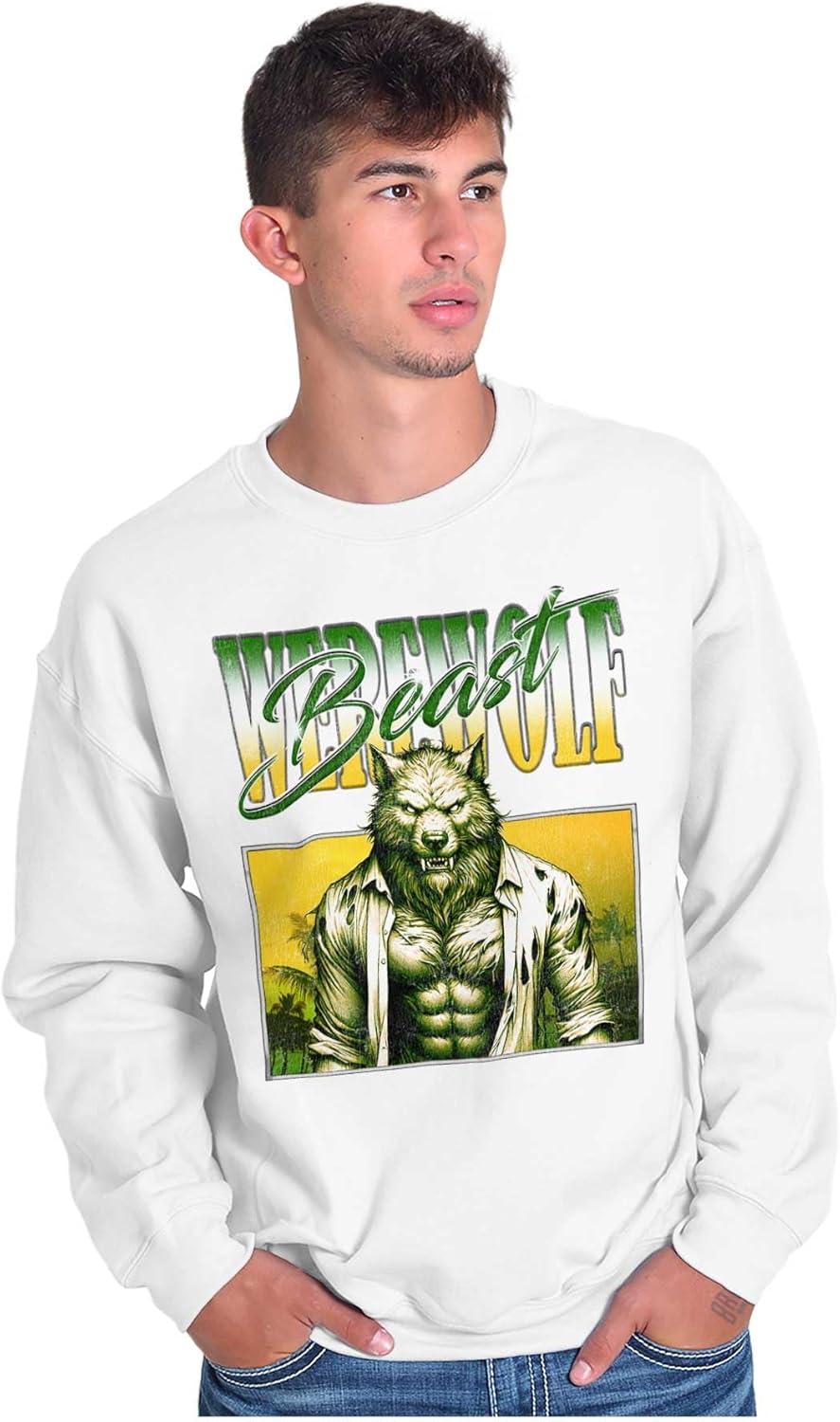 imageBrisco Brands Halloween Monster Werewolf Beast Sweatshirt for Men or WomenWhite