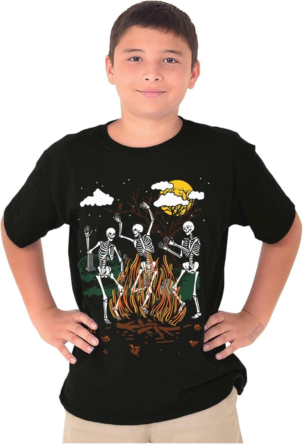 imageBrisco Brands Halloween Spooky Dancing Skeletons Crewneck T Shirts Boy GirlBlack
