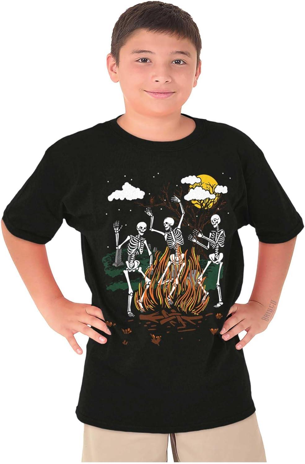 imageBrisco Brands Halloween Spooky Dancing Skeletons Crewneck T Shirts Boy GirlBlack