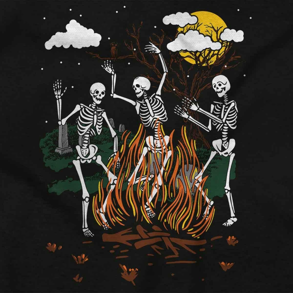 imageBrisco Brands Halloween Spooky Dancing Skeletons Womens Slim Fit Graphic TeeBlack