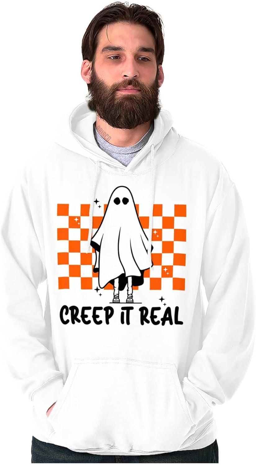 imageBrisco Brands Halloween Spooky Ghost Creep It Real Hoodie Sweatshirt Women MenWhite