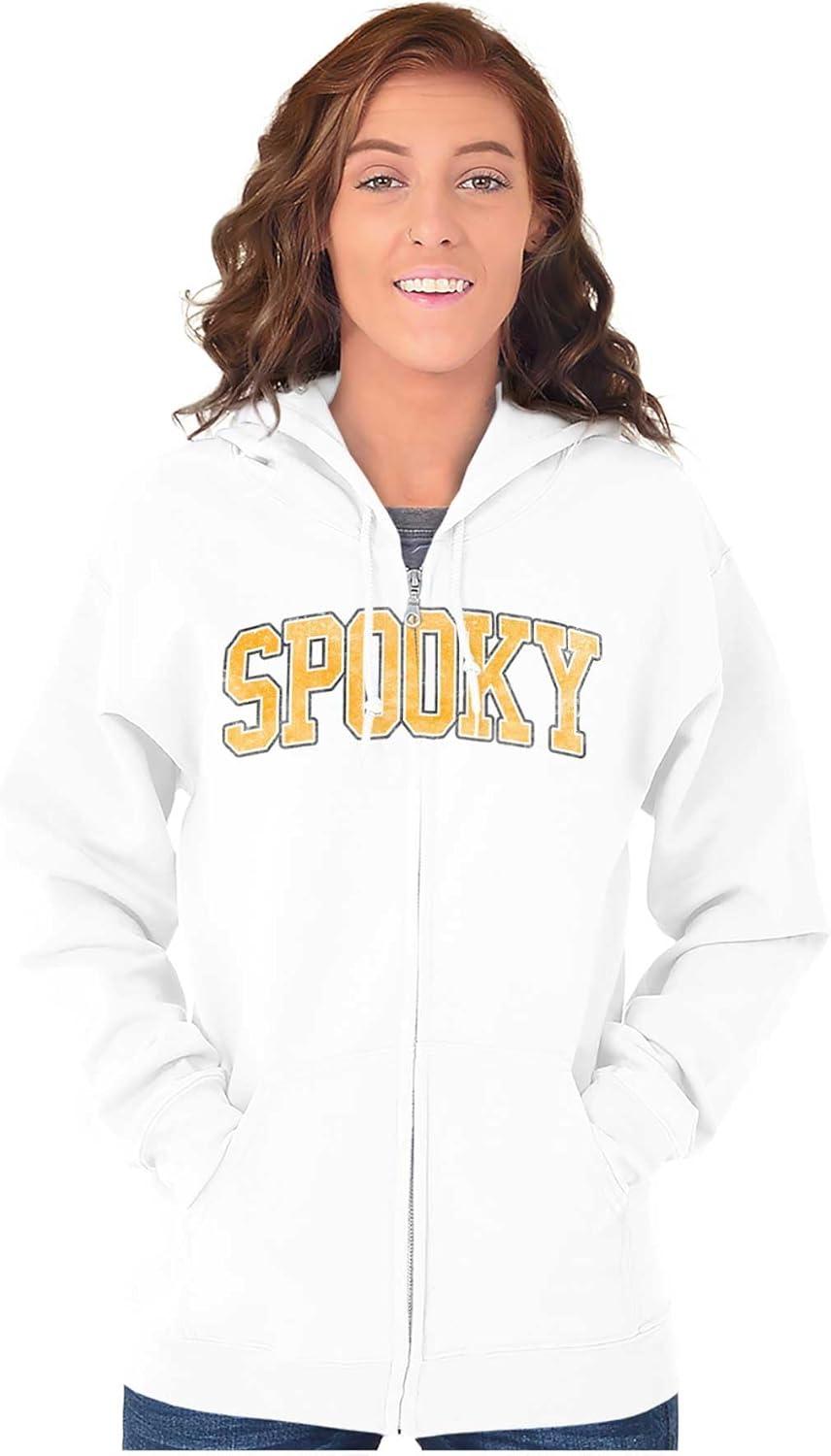 imageBrisco Brands Halloween Spooky Trick or Treat Zip Up Hoodie Mens WomensWhite