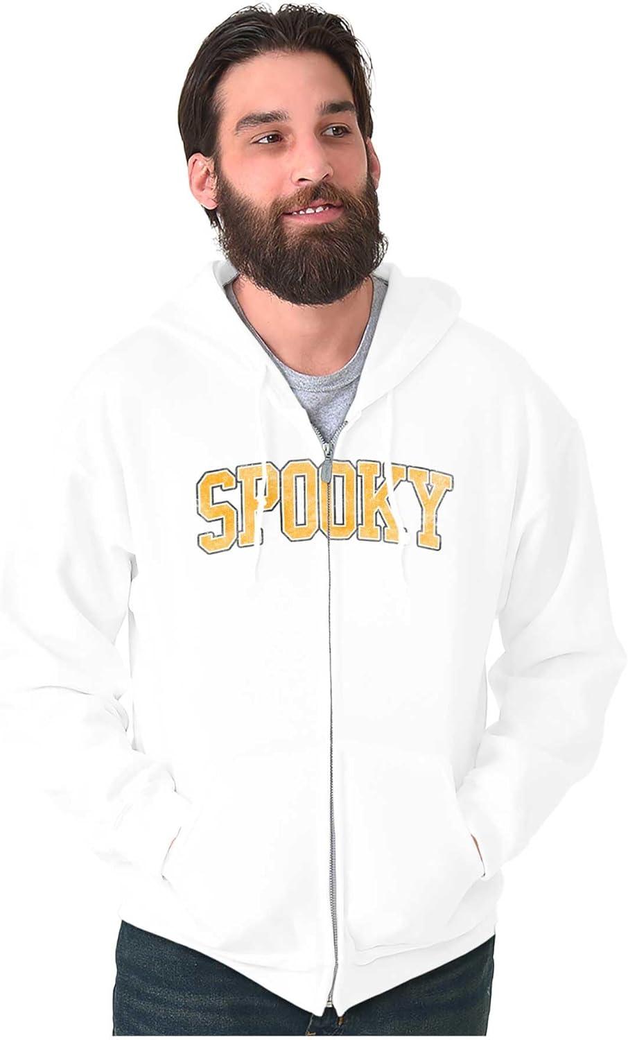 imageBrisco Brands Halloween Spooky Trick or Treat Zip Up Hoodie Mens WomensWhite