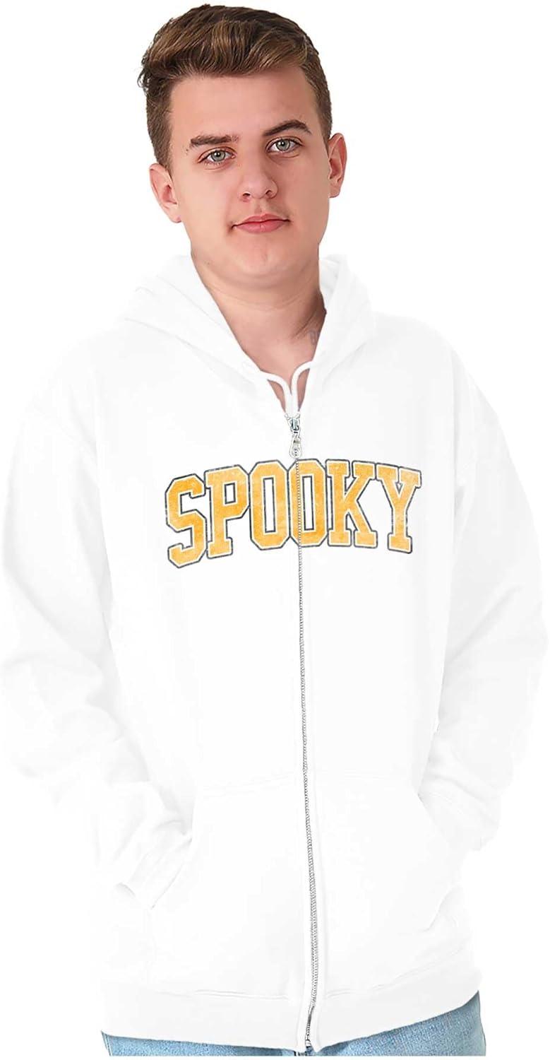 imageBrisco Brands Halloween Spooky Trick or Treat Zip Up Hoodie Mens WomensWhite