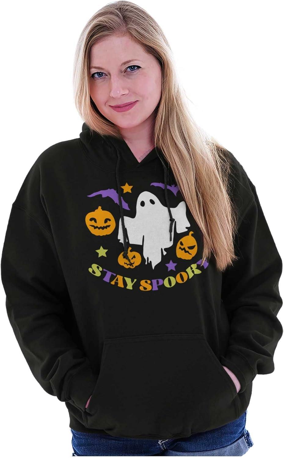 imageBrisco Brands Halloween Stay Spooky Ghost Pumpkins Hoodie Sweatshirt Women MenBlack