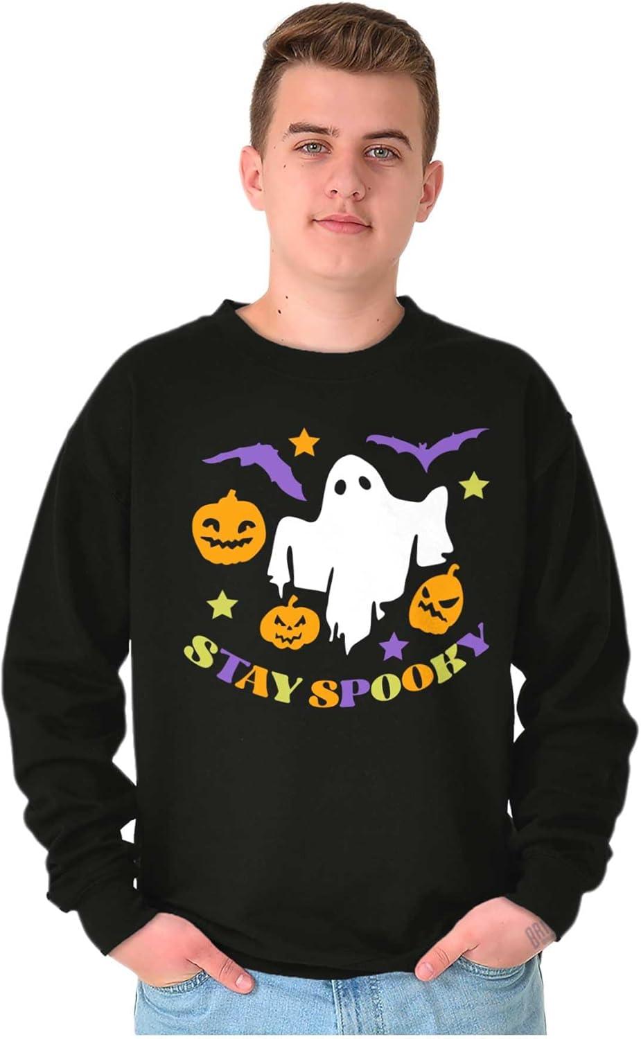 imageBrisco Brands Halloween Stay Spooky Ghost Pumpkins Sweatshirt for Men or WomenBlack
