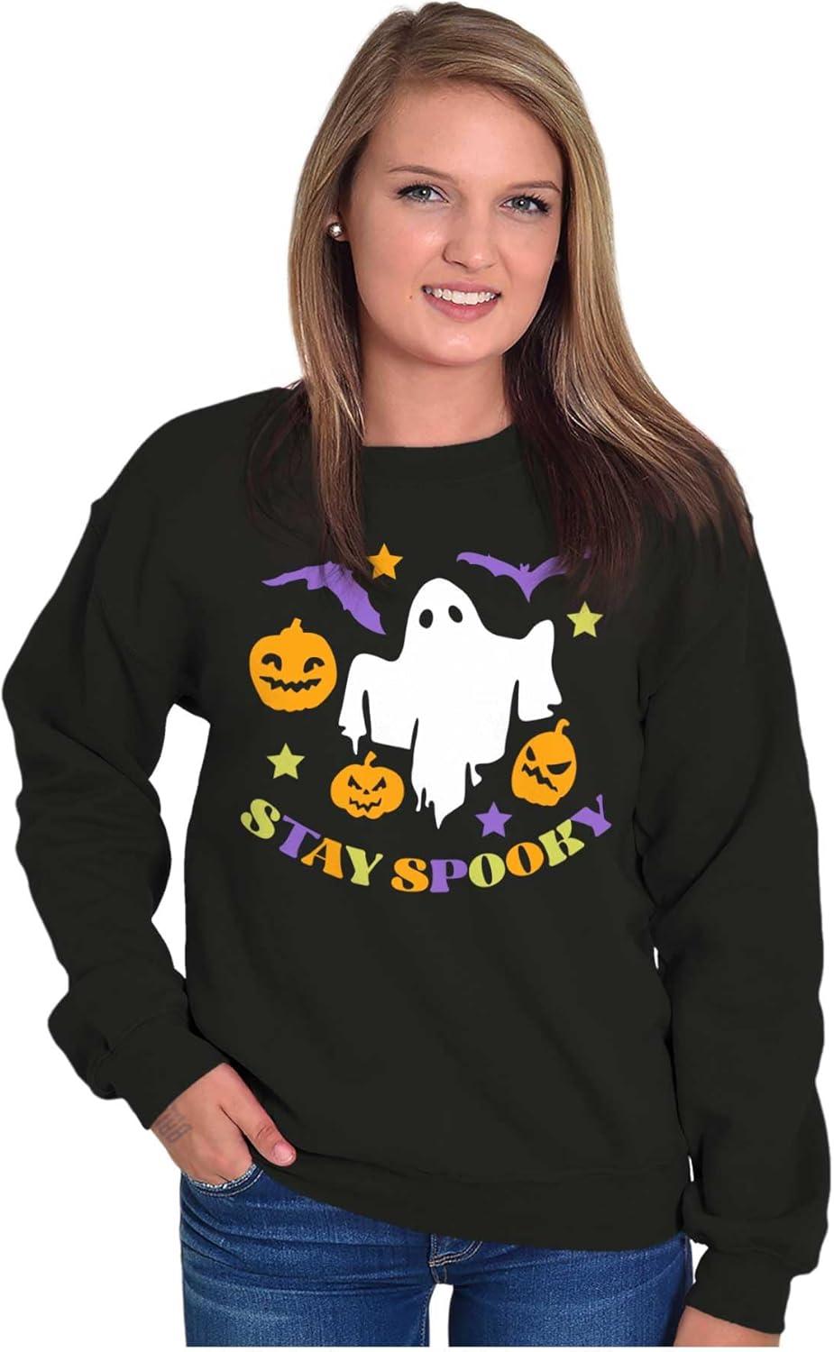 imageBrisco Brands Halloween Stay Spooky Ghost Pumpkins Sweatshirt for Men or WomenBlack