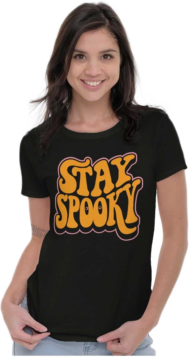 imageBrisco Brands Halloween Stay Spooky Trick Or Treat Womens Slim Fit Graphic TeeBlack