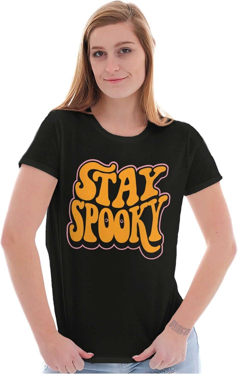imageBrisco Brands Halloween Stay Spooky Trick Or Treat Womens Slim Fit Graphic TeeBlack