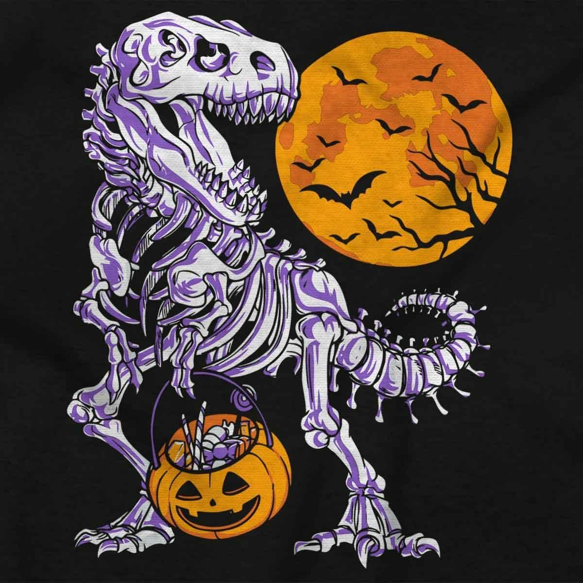 imageBrisco Brands Halloween Trick or Treat Dino Bones Womens Slim Fit Graphic TeeBlack