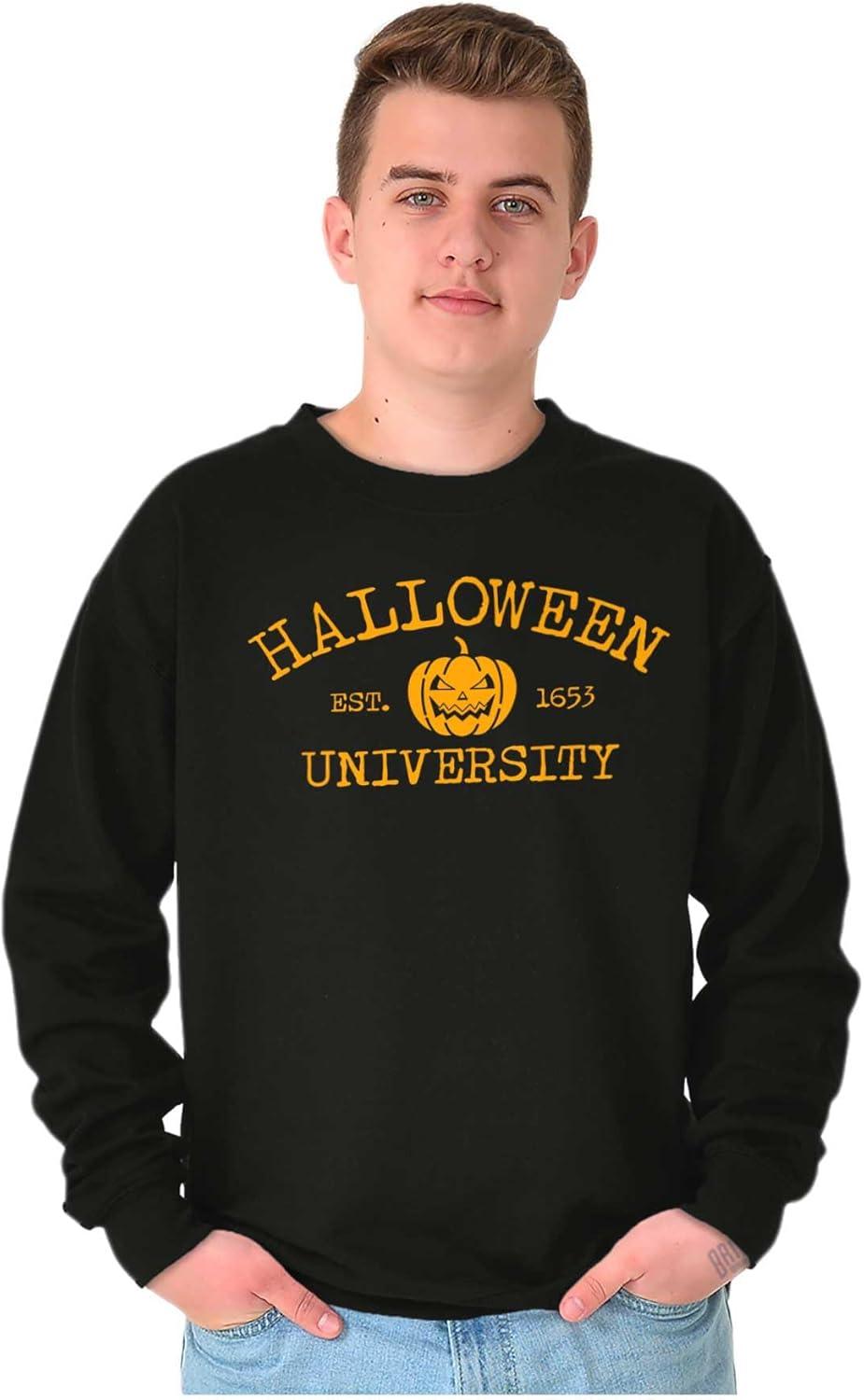 imageBrisco Brands Halloween University Jack O Lantern Sweatshirt for Men or WomenBlack