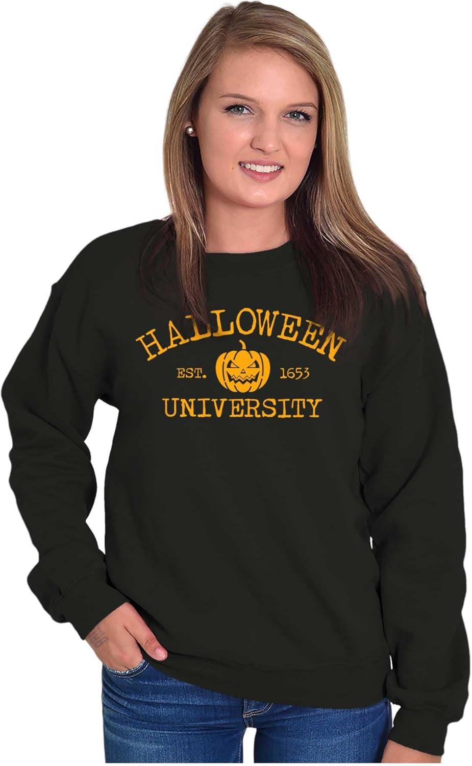 imageBrisco Brands Halloween University Jack O Lantern Sweatshirt for Men or WomenBlack