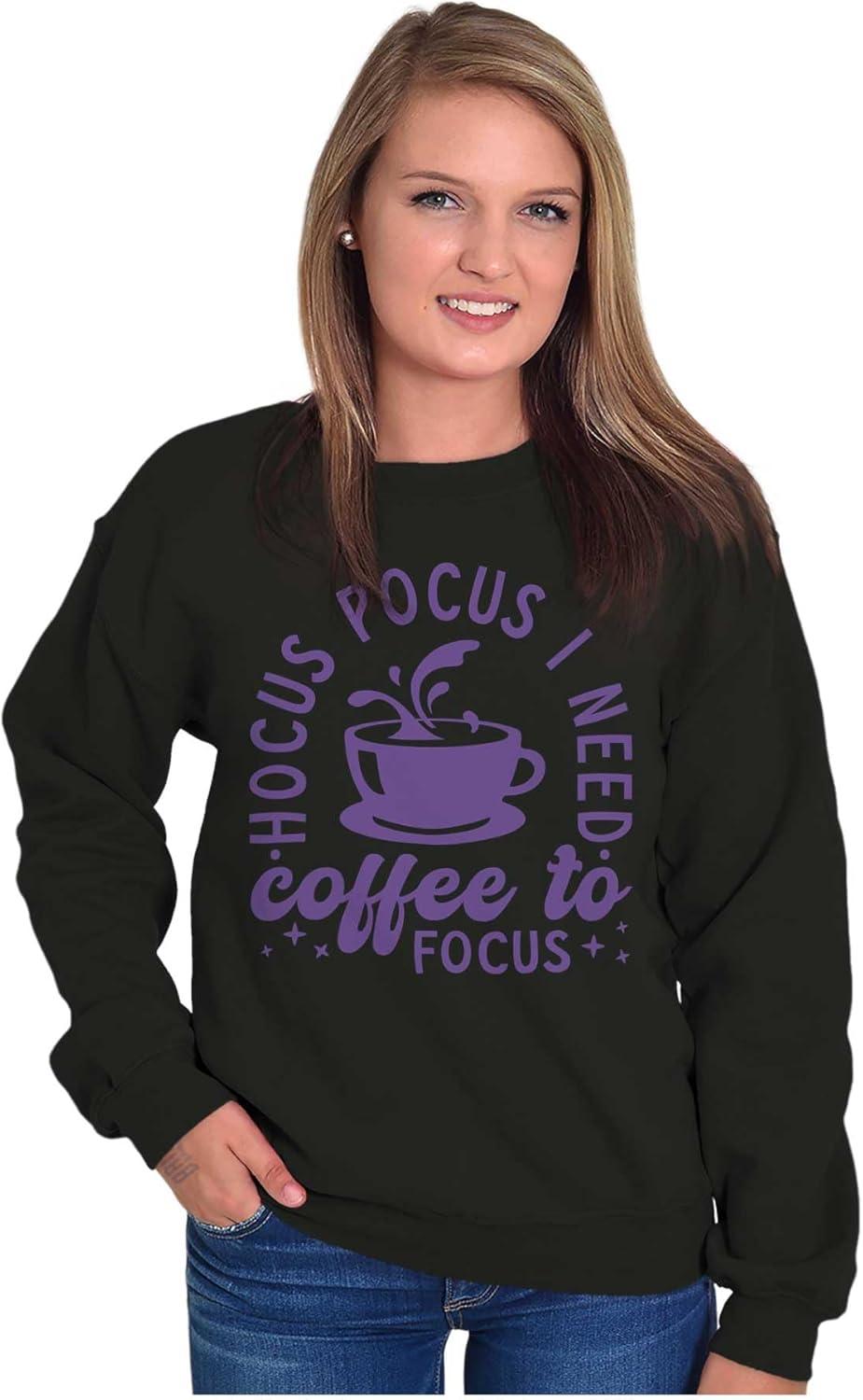 imageBrisco Brands Hocus Pocus I Need Coffee to Focus Sweatshirt for Men or WomenBlack