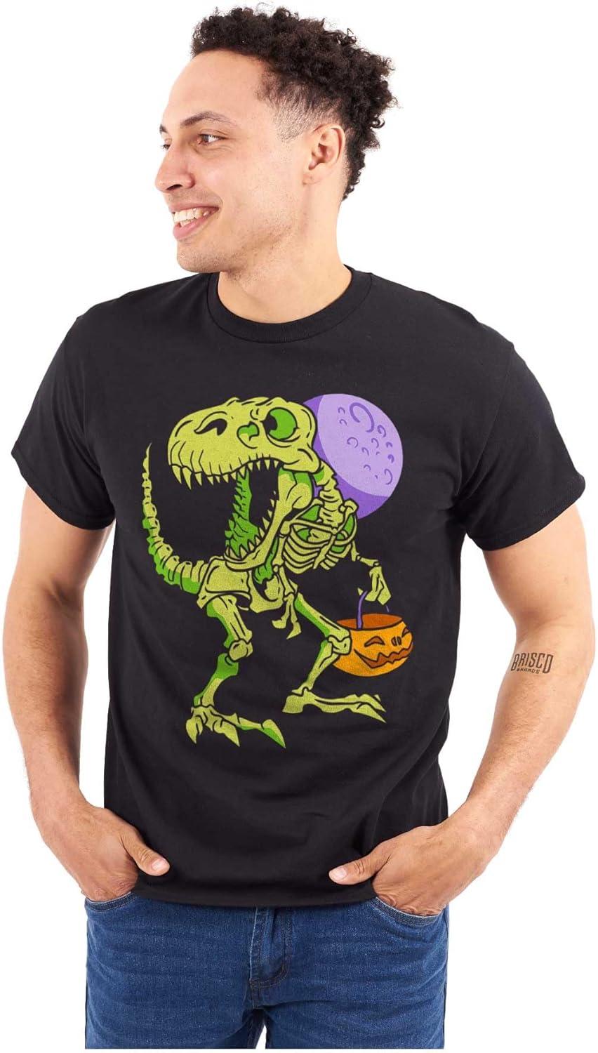 imageBrisco Brands Spooky Halloween Dinosaur Skeleton Graphic T Shirt Men or WomenBlack