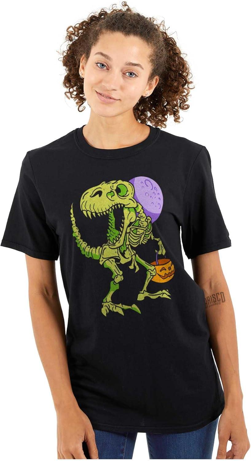 imageBrisco Brands Spooky Halloween Dinosaur Skeleton Graphic T Shirt Men or WomenBlack