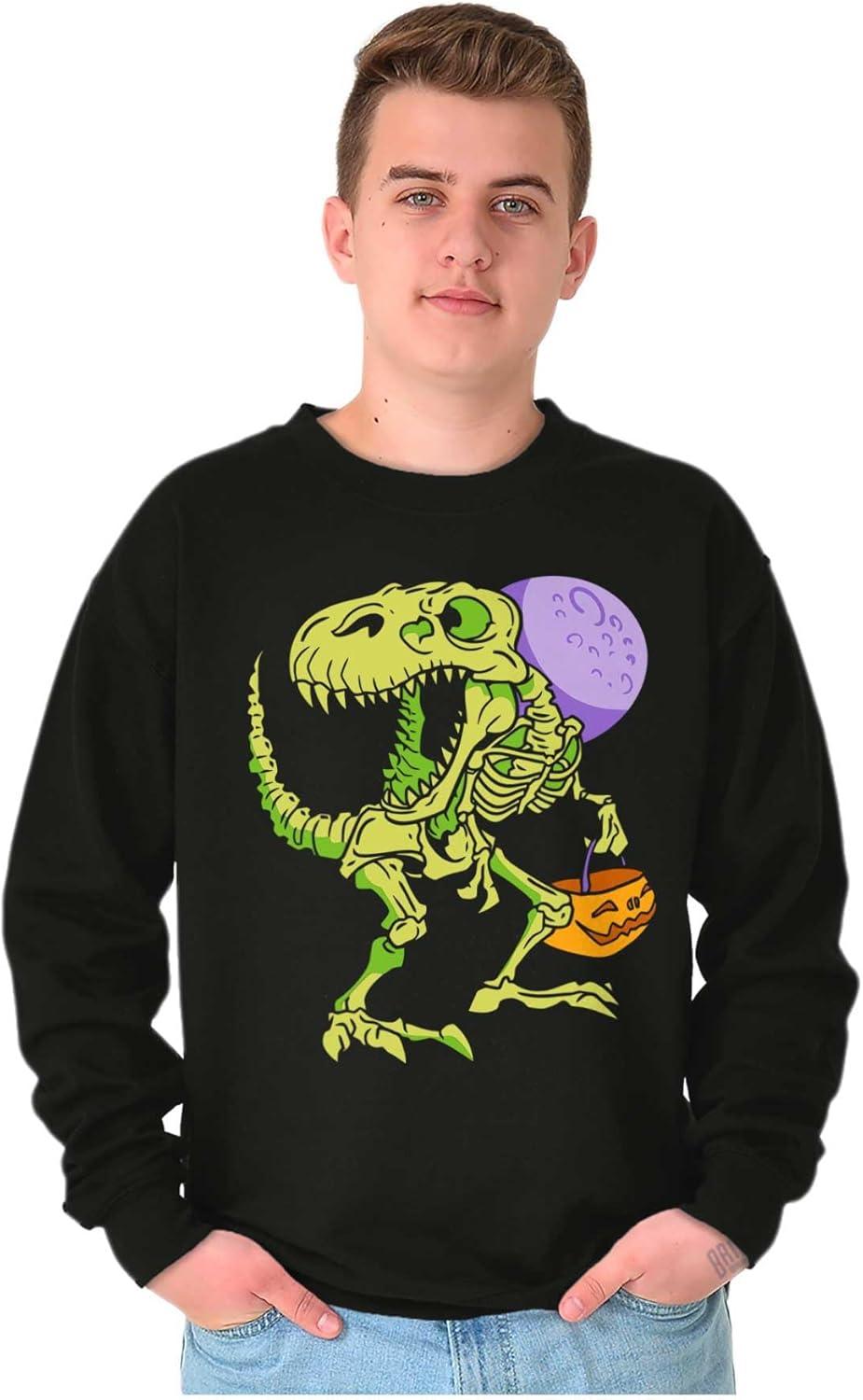 imageBrisco Brands Spooky Halloween Dinosaur Skeleton Sweatshirt for Men or WomenBlack