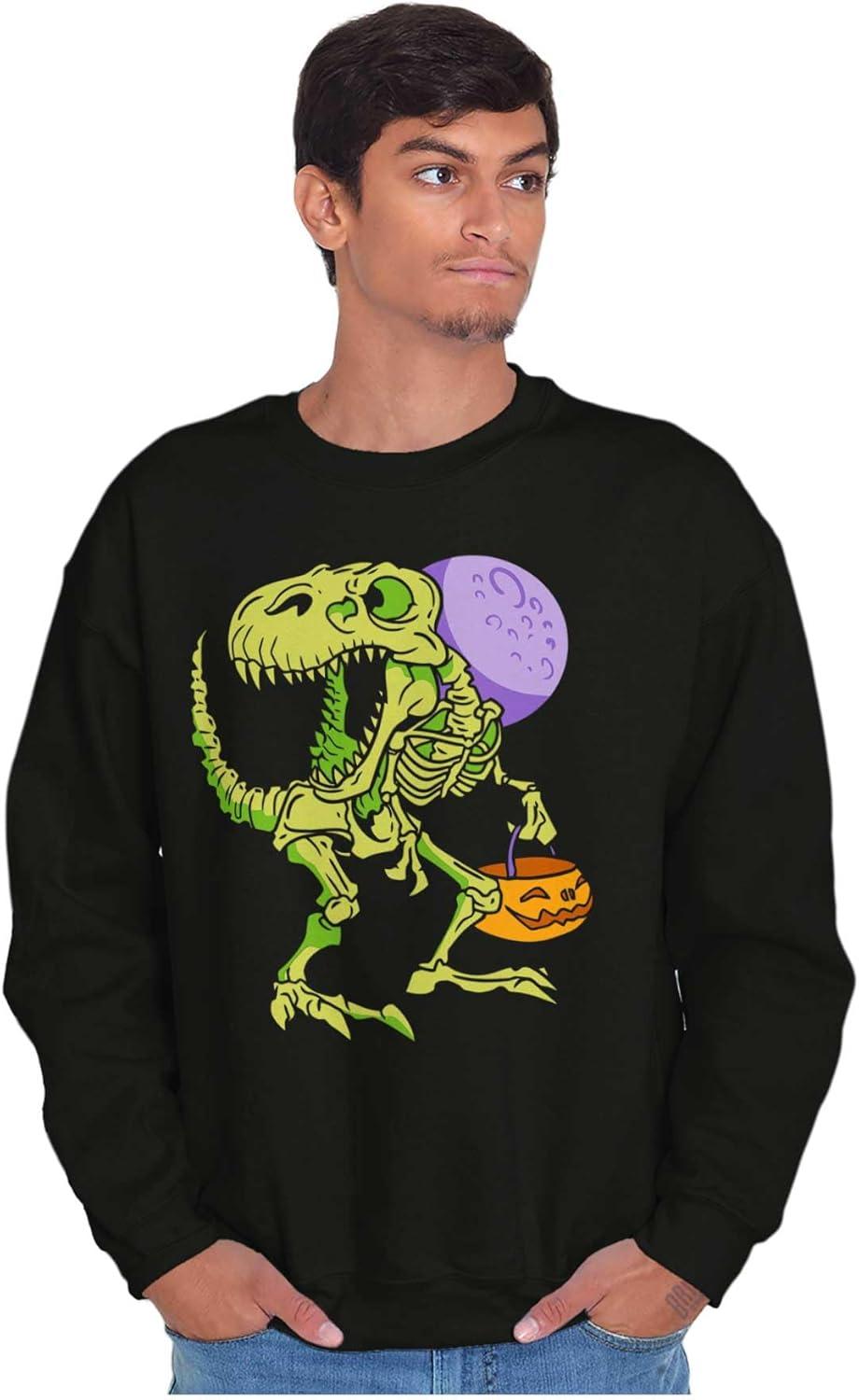 imageBrisco Brands Spooky Halloween Dinosaur Skeleton Sweatshirt for Men or WomenBlack