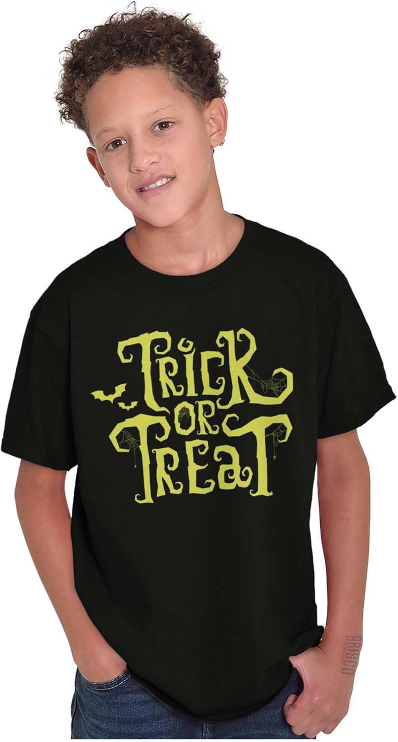 imageBrisco Brands Spooky Halloween Trick or Treat Crewneck T Shirts Boy GirlBlack