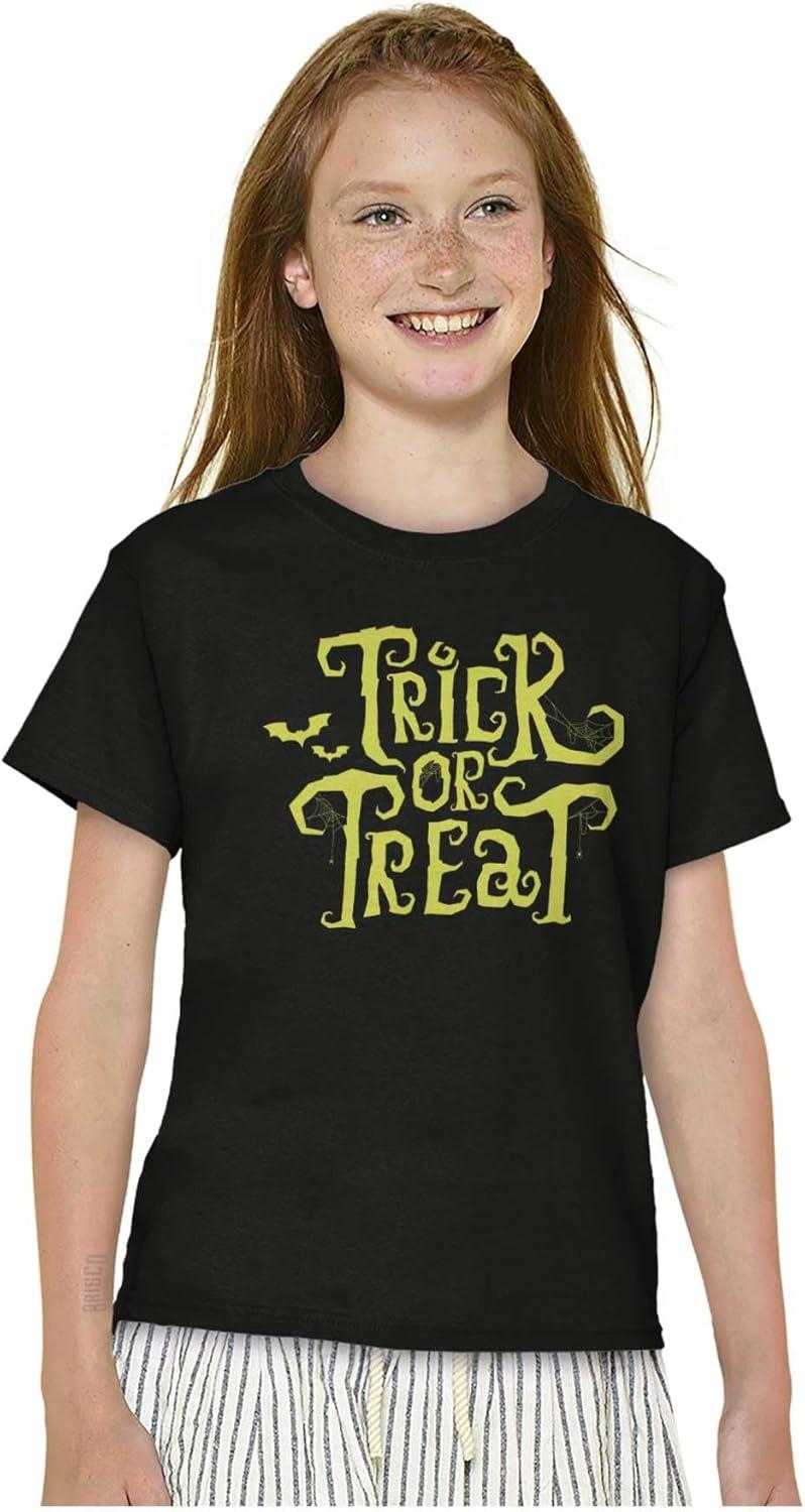 imageBrisco Brands Spooky Halloween Trick or Treat Crewneck T Shirts Boy GirlBlack