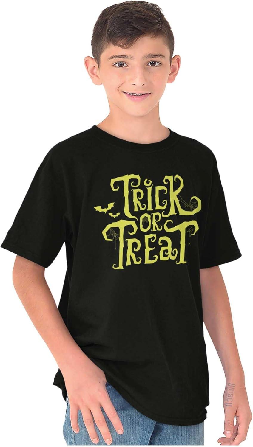 imageBrisco Brands Spooky Halloween Trick or Treat Crewneck T Shirts Boy GirlBlack
