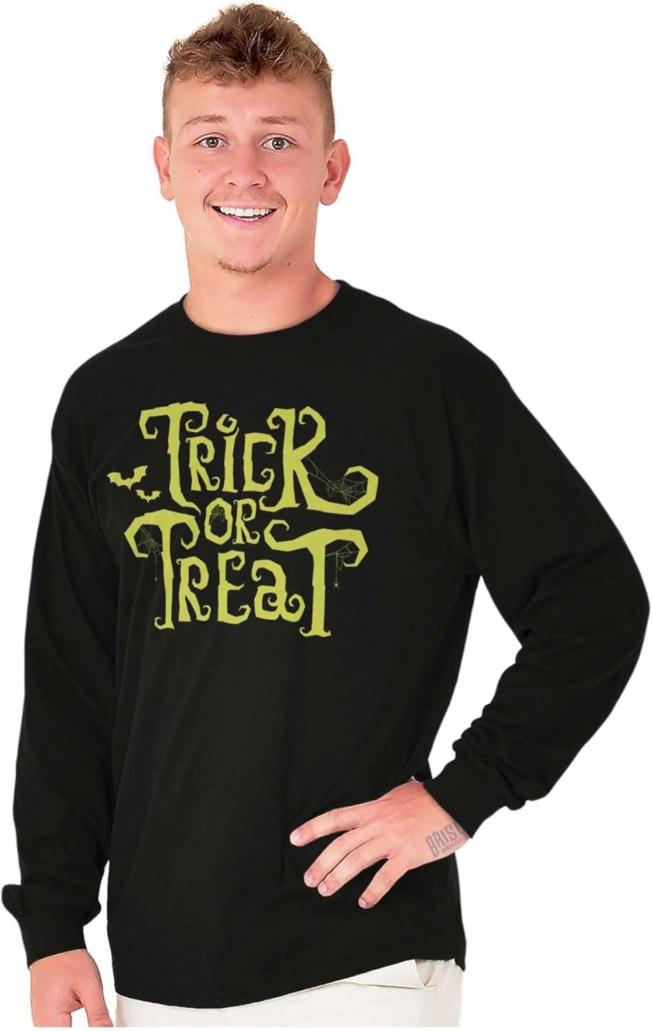 imageBrisco Brands Spooky Halloween Trick or Treat Long Sleeve Tshirt Men WomenBlack