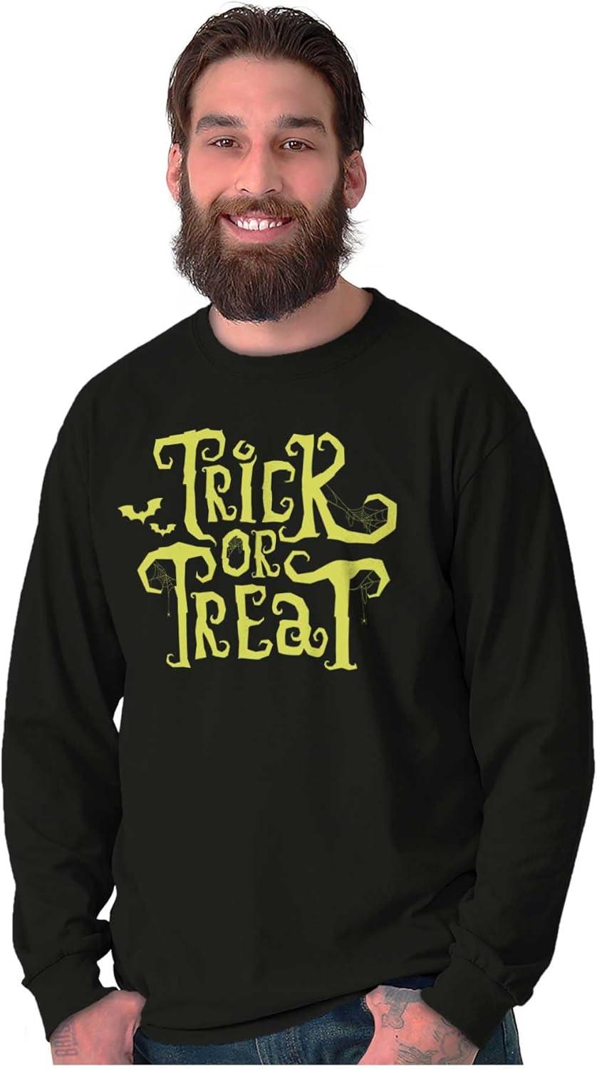 imageBrisco Brands Spooky Halloween Trick or Treat Long Sleeve Tshirt Men WomenBlack