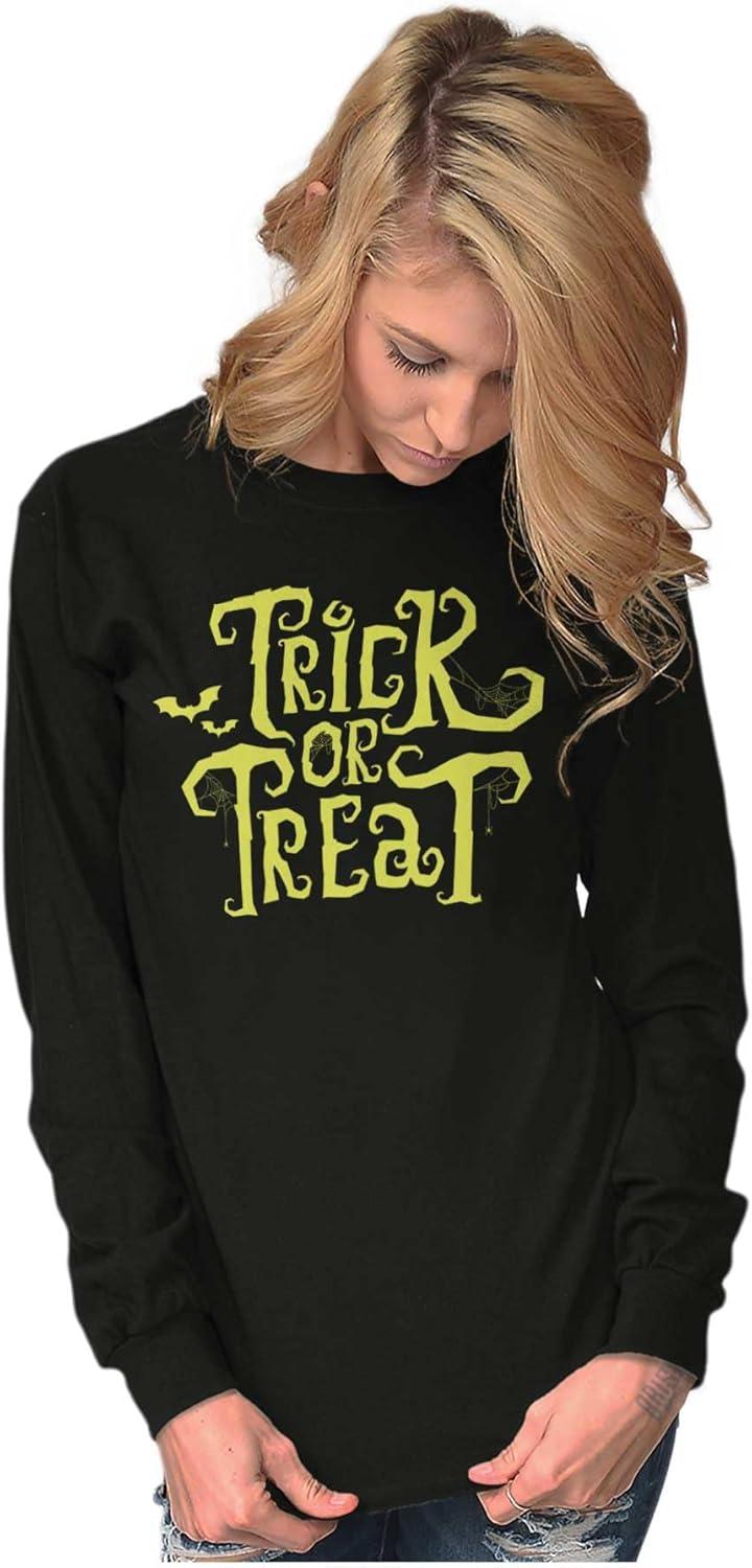 imageBrisco Brands Spooky Halloween Trick or Treat Long Sleeve Tshirt Men WomenBlack