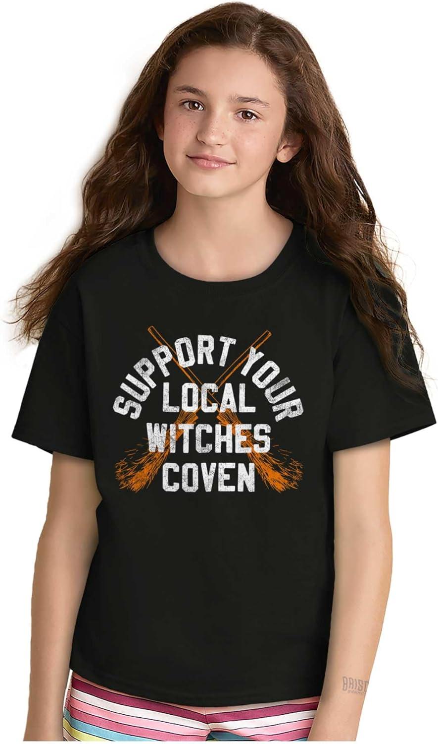 imageBrisco Brands Support Your Local Witches Coven Girls Kids T Shirt TeesBlack