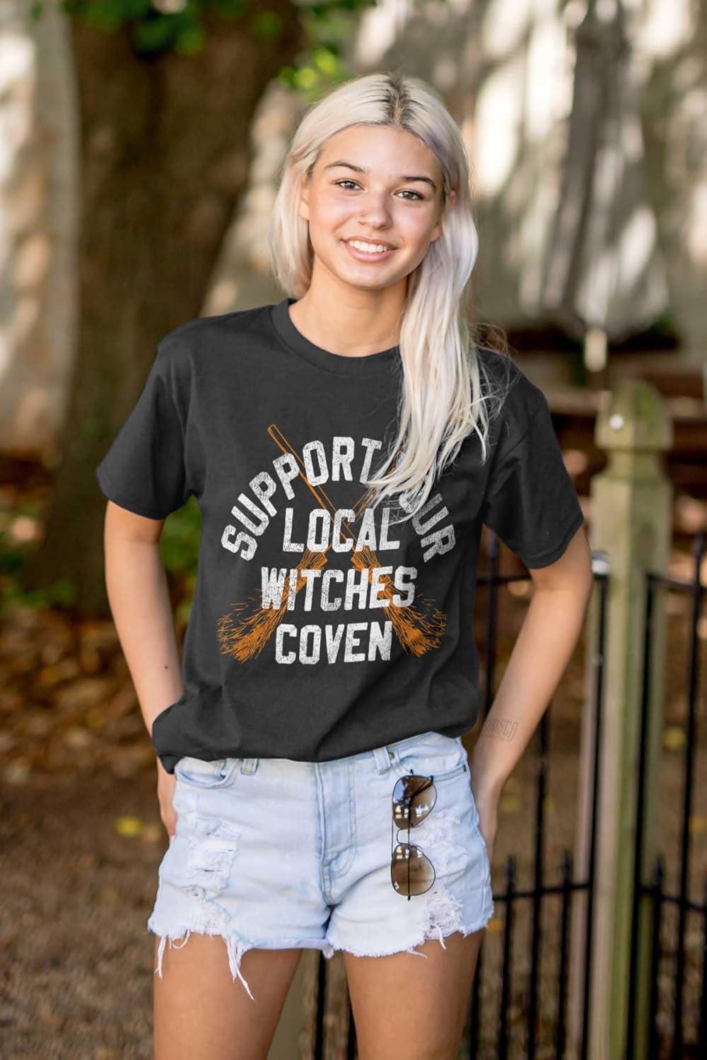imageBrisco Brands Support Your Local Witches Coven Womens Graphic T Shirt TeesBlack
