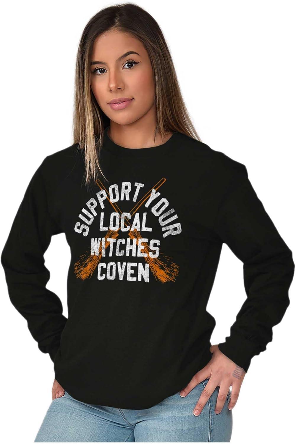 imageBrisco Brands Support Your Local Witches Coven Womens Long Sleeve T ShirtBlack