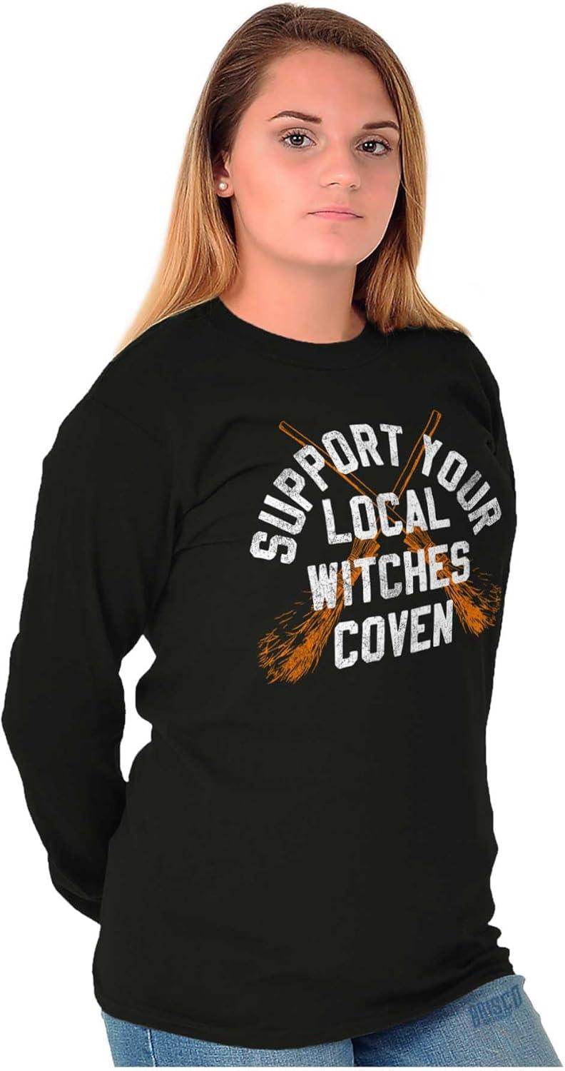 imageBrisco Brands Support Your Local Witches Coven Womens Long Sleeve T ShirtBlack