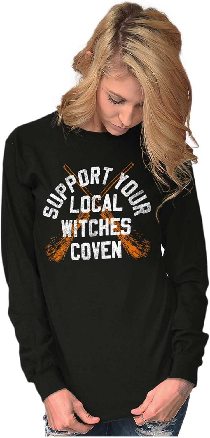 imageBrisco Brands Support Your Local Witches Coven Womens Long Sleeve T ShirtBlack