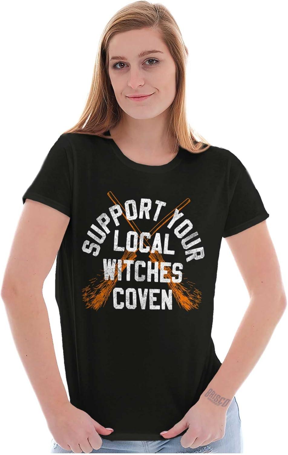 imageBrisco Brands Support Your Local Witches Coven Womens Slim Fit Graphic TeeBlack
