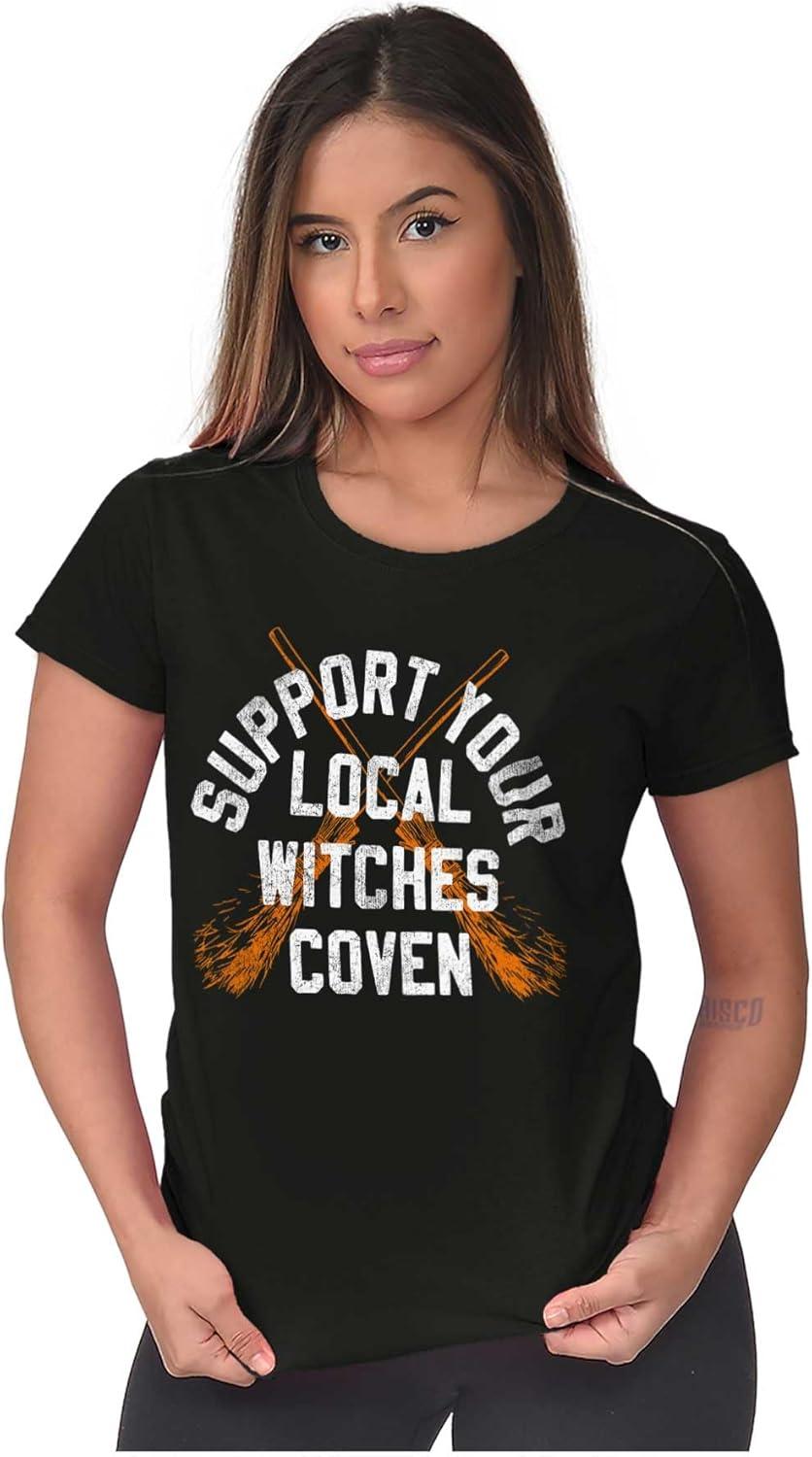 imageBrisco Brands Support Your Local Witches Coven Womens Slim Fit Graphic TeeBlack