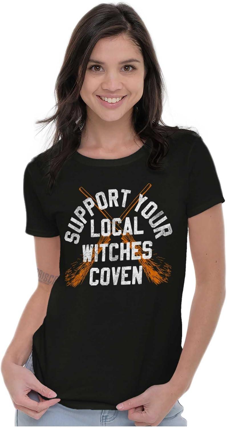 imageBrisco Brands Support Your Local Witches Coven Womens Slim Fit Graphic TeeBlack