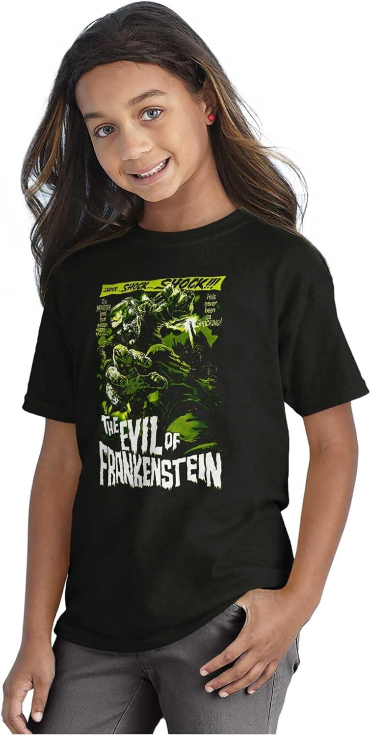 imageBrisco Brands The Evil of Frankenstein Movie Poster Crewneck T Shirts Boy GirlBlack