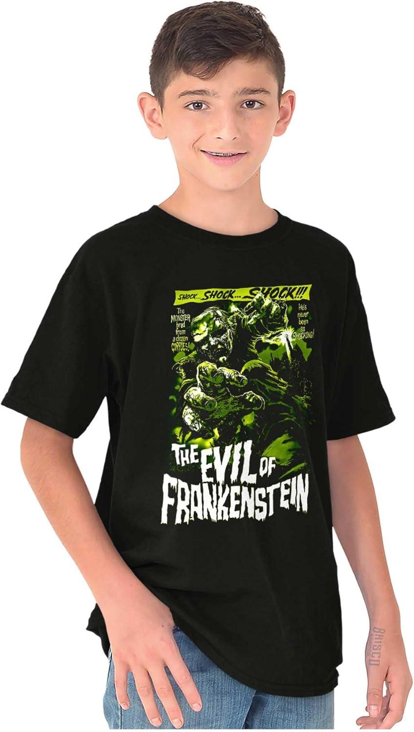 imageBrisco Brands The Evil of Frankenstein Movie Poster Crewneck T Shirts Boy GirlBlack