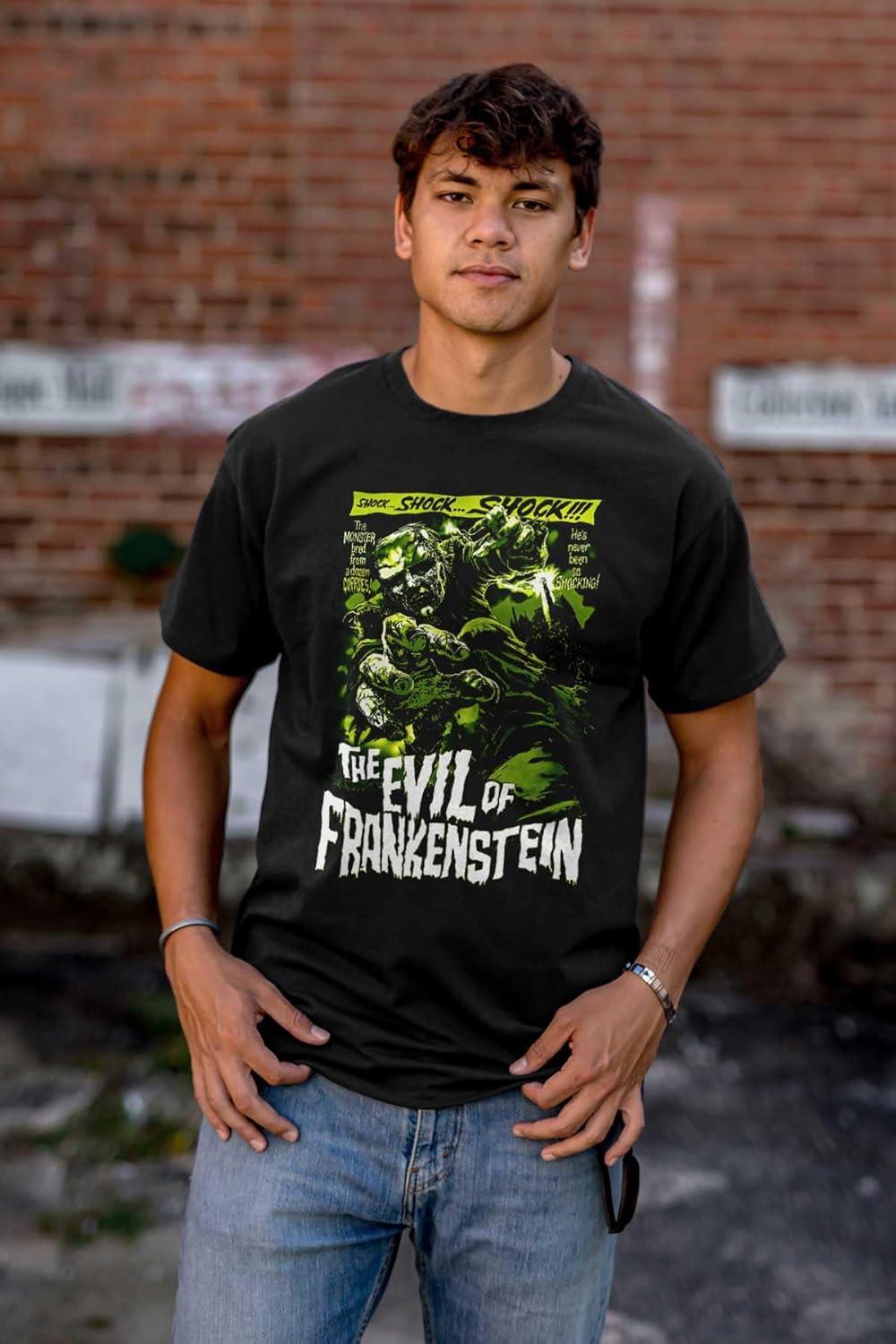 imageBrisco Brands The Evil of Frankenstein Movie Poster Graphic T Shirt Men or WomenBlack